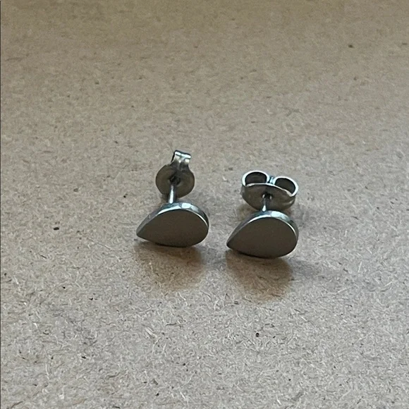 Silver Teardrop Stud Earrings - Picture 1 of 4